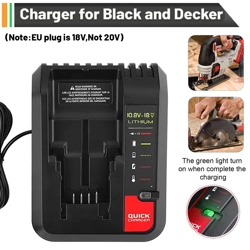 Li-Ion Battery Charger Fast Charge For Black And Decker 10.8V 18V 20V Model LBXR20 LBXR20B ASL186K ASL188K Tools 2A
Li-Ion Battery Charger Fast Charge For Black And Decker 10.8V 18V 20V Model LBXR20 LBXR20B ASL186K ASL188K Tools 2A