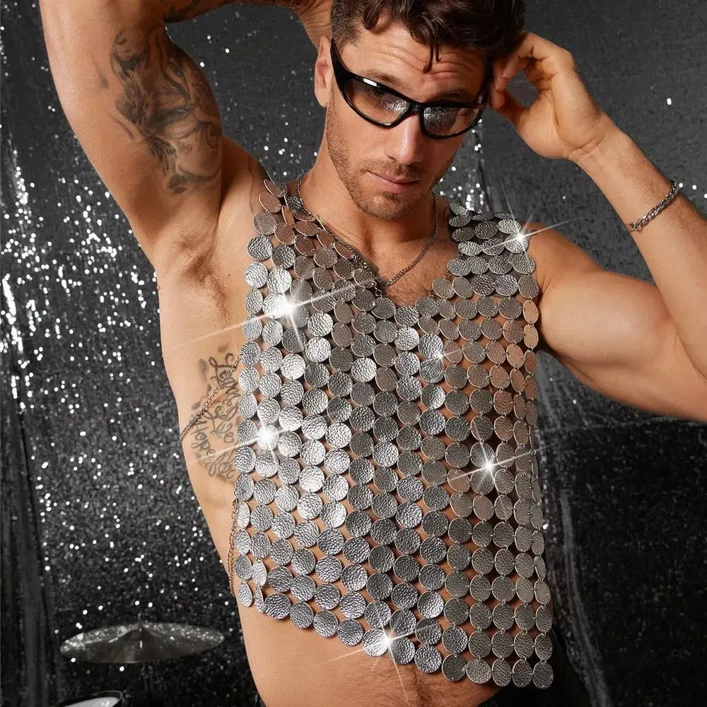 New Handmade Pu Leather Silver Men's Vest Motorcycle Style Cool Sequined Stage Outfit Dark Style Trendy Men's Streetwear Top
New Handmade Pu Leather Silver Men's Vest Motorcycle Style Cool Sequined Stage Outfit Dark Style Trendy Men's Streetwear Top