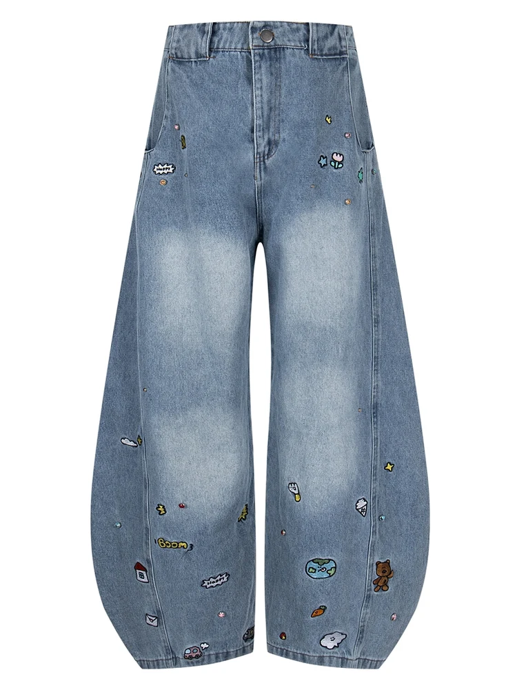 American Retro Cartoon Embroidery Wide Leg Jeans Loose Casual Men's Jeans Knife Sle Versatile Casual Loose Jeans
American Retro Cartoon Embroidery Wide Leg Jeans Loose Casual Men's Jeans Knife Sle Versatile Casual Loose Jeans