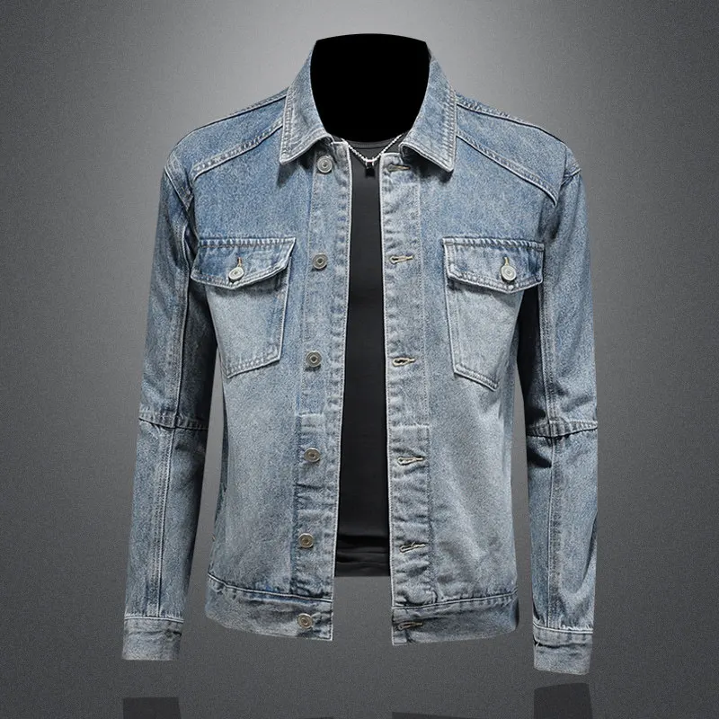Retro Waed Slim Fit Men's Denim Jaet Spring Autumn Trendy Korean Workwear Sle Cotton Long Sve Button up Coat
Retro Waed Slim Fit Men's Denim Jaet Spring Autumn Trendy Korean Workwear Sle Cotton Long Sve Button up Coat