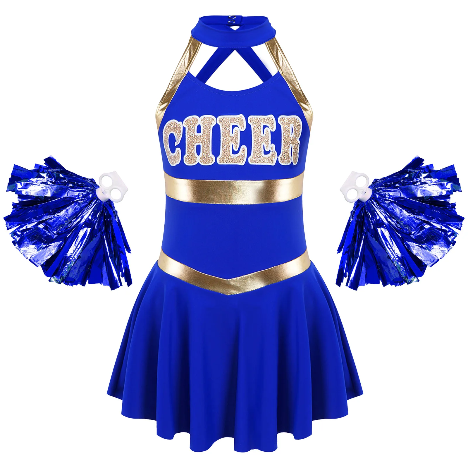 Kids Girls Cheerleading Uniform Cheerleader Performance Costume Dancewear Sleeveless Letter Print Dance Dress with Flower Balls
Kids Girls Cheerleading Uniform Cheerleader Performance Costume Dancewear Sleeveless Letter Print Dance Dress with Flower Balls