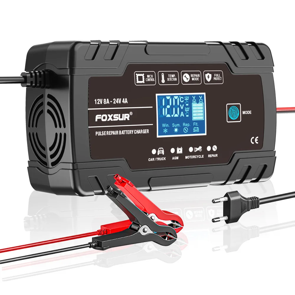12V-24V 8A Full Automatic Battery-chargers Digital LCD Display Car Battery Chargers Power Puls Repair Chargers Wet Dry Lead Acid
12V-24V 8A Full Automatic Battery-chargers Digital LCD Display Car Battery Chargers Power Puls Repair Chargers Wet Dry Lead Acid