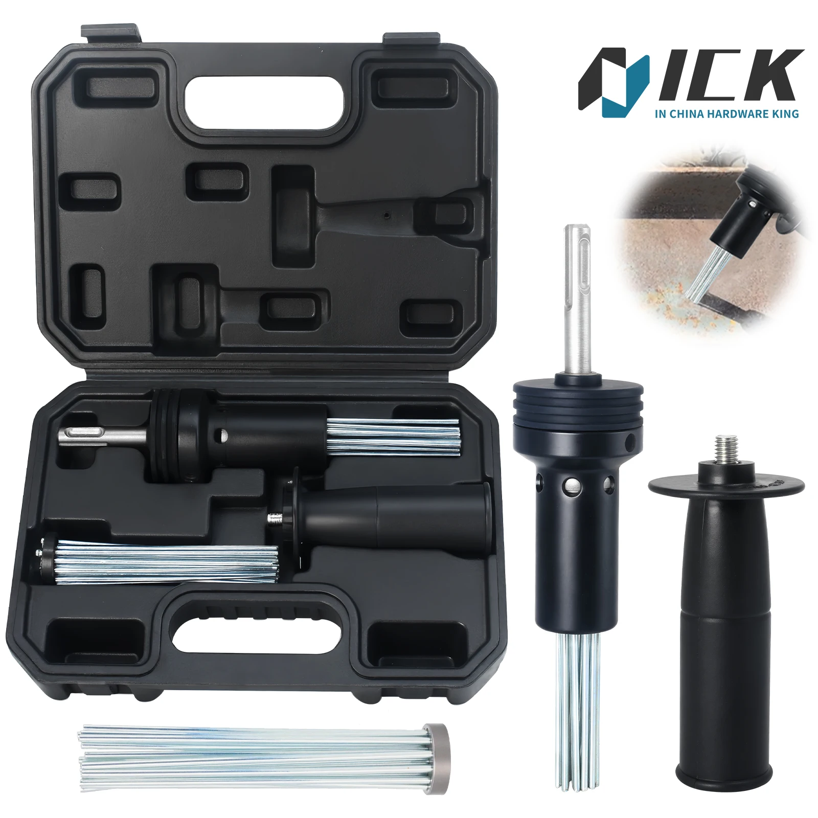 SDS Plus Hammer Drill Adapter 18-Prong Electric Needle Scaler for Paint Stripping Rust Concrete Removal Air Tool Alternative
SDS Plus Hammer Drill Adapter 18-Prong Electric Needle Scaler for Paint Stripping Rust Concrete Removal Air Tool Alternative