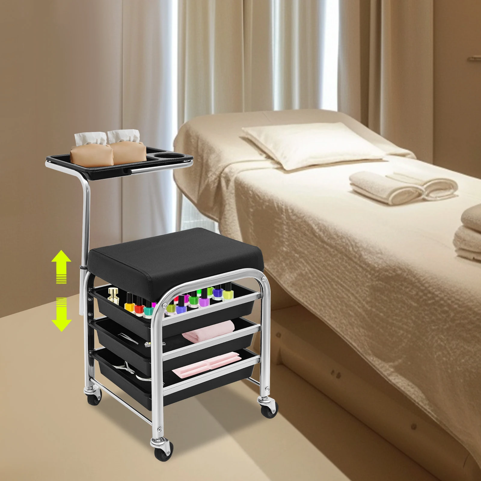 3-Tier Pedicure Trolley 100kg Load Bearing Adjustable Height 53-77cm Manicure Foot Rest Stand with Wheels
3-Tier Pedicure Trolley 100kg Load Bearing Adjustable Height 53-77cm Manicure Foot Rest Stand with Wheels