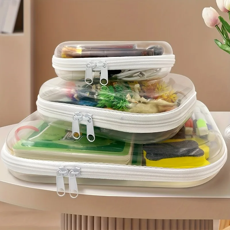 3 шт., прозрачный органайзер на молнии, набор жестких пластиковых пакетов, удобный для путешествий органайзер для косметики, рукоделия, офисных принадлежностей
3 шт., прозрачный органайзер на молнии, набор жестких пластиковых пакетов, удобный для путешествий органайзер для косметики, рукоделия, офисных принадлежностей