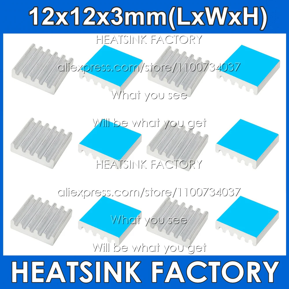 12x12x3mm / 13x13x3mm Aluminum Cooling Heatsink Cooler With Thermal Double Sided Pad Applied Heat Dissipation Radiator
12x12x3mm / 13x13x3mm Aluminum Cooling Heatsink Cooler With Thermal Double Sided Pad Applied Heat Dissipation Radiator