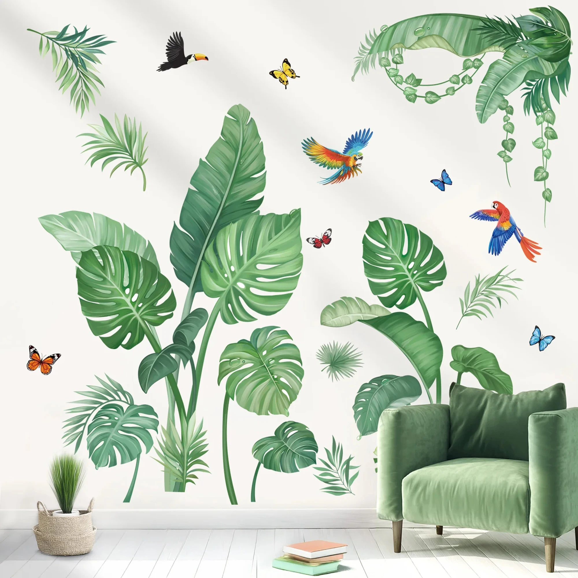 Large Tropical Palm Leaves Birds Butterfly Wall Sticker Natural Green Plants Peel and Stick Wall Art Decal Living Room Bedroom
Large Tropical Palm Leaves Birds Butterfly Wall Sticker Natural Green Plants Peel and Stick Wall Art Decal Living Room Bedroom