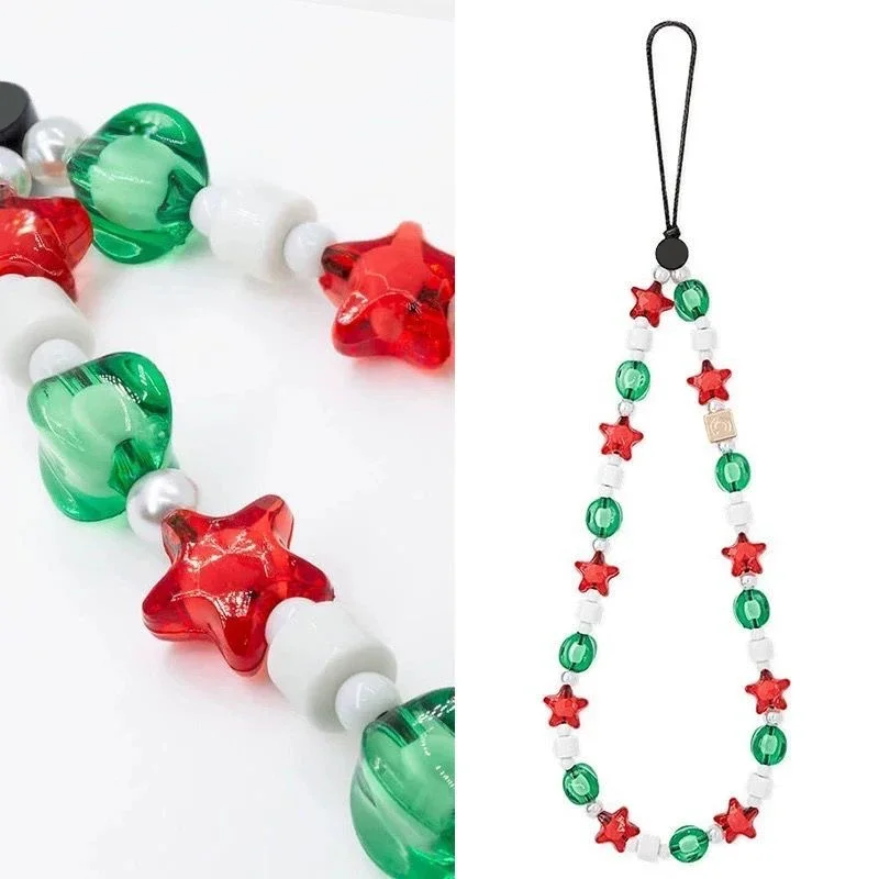 Christmas Stars Beads Phone Charm Short Chain Mobile Phone Straps for IPhone Lanyard Bracelet for Samsung Galaxy
Christmas Stars Beads Phone Charm Short Chain Mobile Phone Straps for IPhone Lanyard Bracelet for Samsung Galaxy