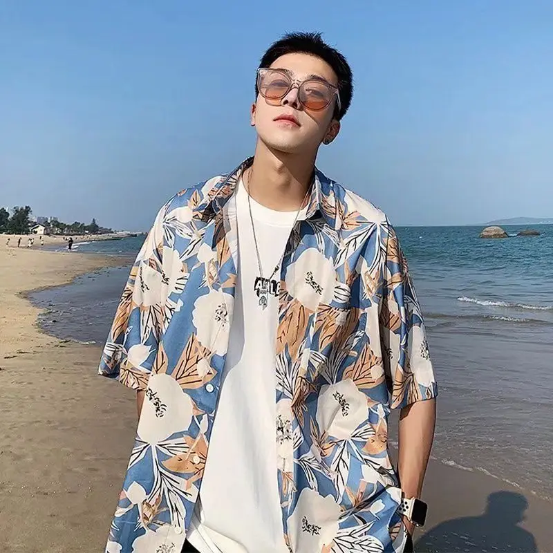 Male Shirts Floral Print Blue Loose Short Sleeve Men's Shirt New in Silk Designer Cotton High Quality Luxury Cheap Brand Summer
Male Shirts Floral Print Blue Loose Short Sleeve Men's Shirt New in Silk Designer Cotton High Quality Luxury Cheap Brand Summer
