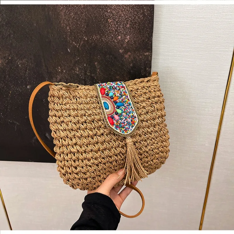 Khaki Beige Straw Weave Handbags Bohemia Ethnic Style Rattan Knit Shoulder Bag Crossbody For Women Summer Beach Party Handbag
Khaki Beige Straw Weave Handbags Bohemia Ethnic Style Rattan Knit Shoulder Bag Crossbody For Women Summer Beach Party Handbag