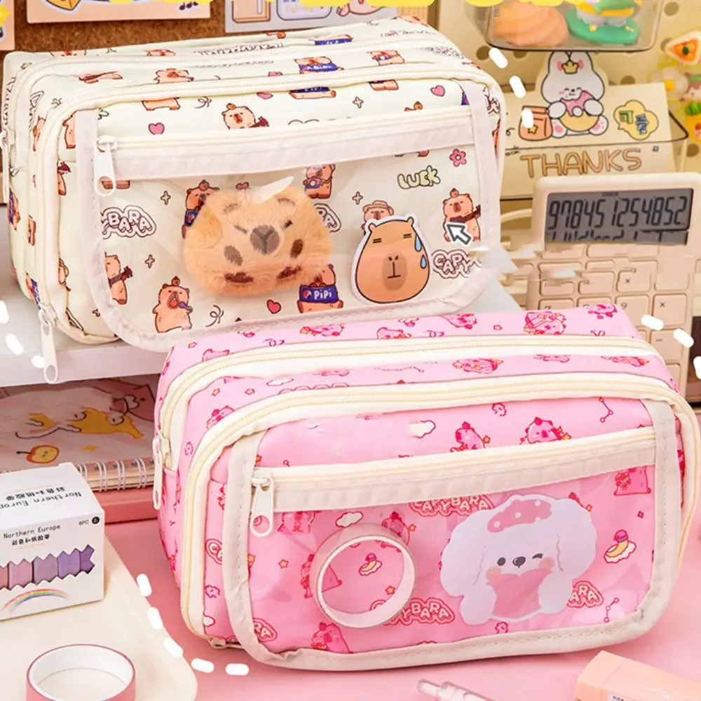 Canvas Capybara Pen Bag Multi Layer Large Capacity Cartoon Pencil Cases Storage Bag Badge Display Stationery Bag
Canvas Capybara Pen Bag Multi Layer Large Capacity Cartoon Pencil Cases Storage Bag Badge Display Stationery Bag