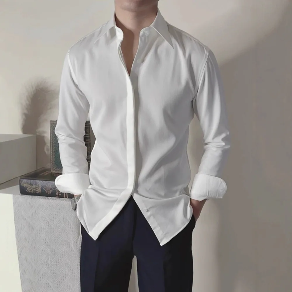 French Style 2026 New Fashion Men's Solid Color Non-iron Casual Business Trendy Simple Daily Chiffon Shirts Male Basic Clothes
French Style 2026 New Fashion Men's Solid Color Non-iron Casual Business Trendy Simple Daily Chiffon Shirts Male Basic Clothes
