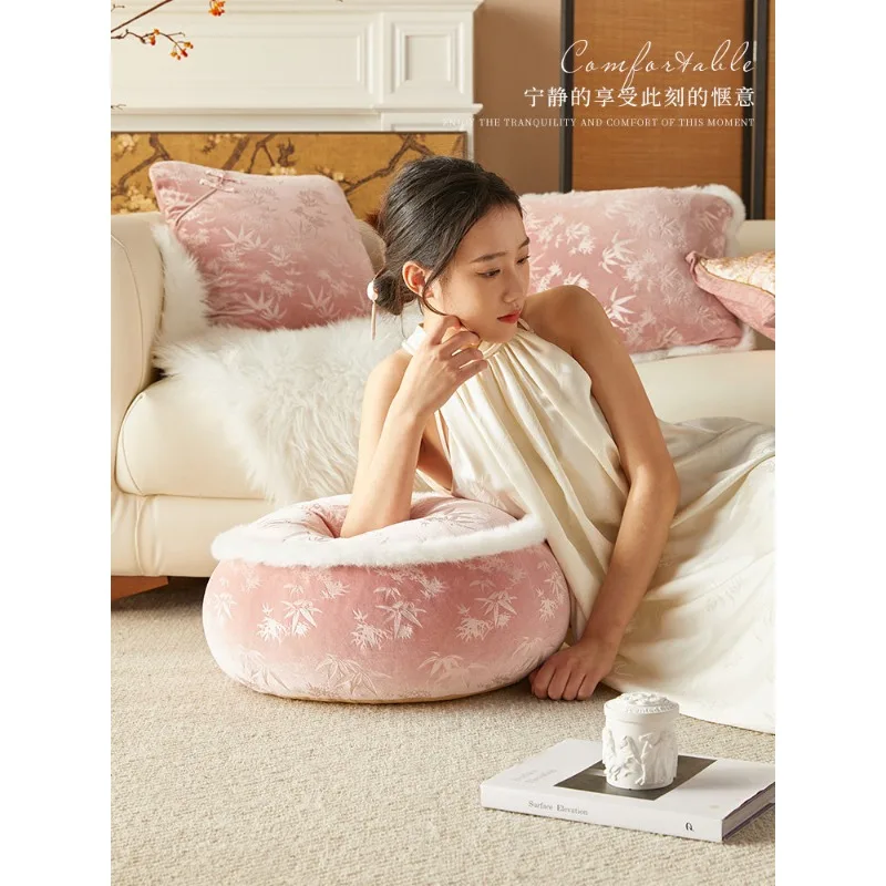 New Chinese style futon cushion French style living room balcony floor pier winter meditation pink high-end low stool
New Chinese style futon cushion French style living room balcony floor pier winter meditation pink high-end low stool