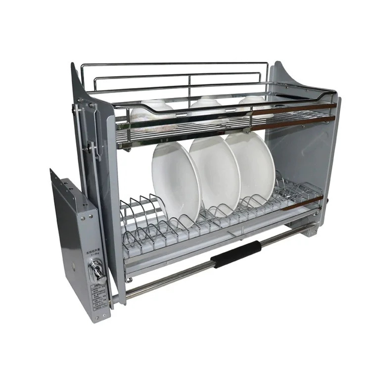 -oo 304 Stainless Steel Kitchen Upper Cabinet Pull-Down Lift Basket 2-Tier Dish Rack with Damping Wall Mounted Cabinet Shelf
-oo 304 Stainless Steel Kitchen Upper Cabinet Pull-Down Lift Basket 2-Tier Dish Rack with Damping Wall Mounted Cabinet Shelf