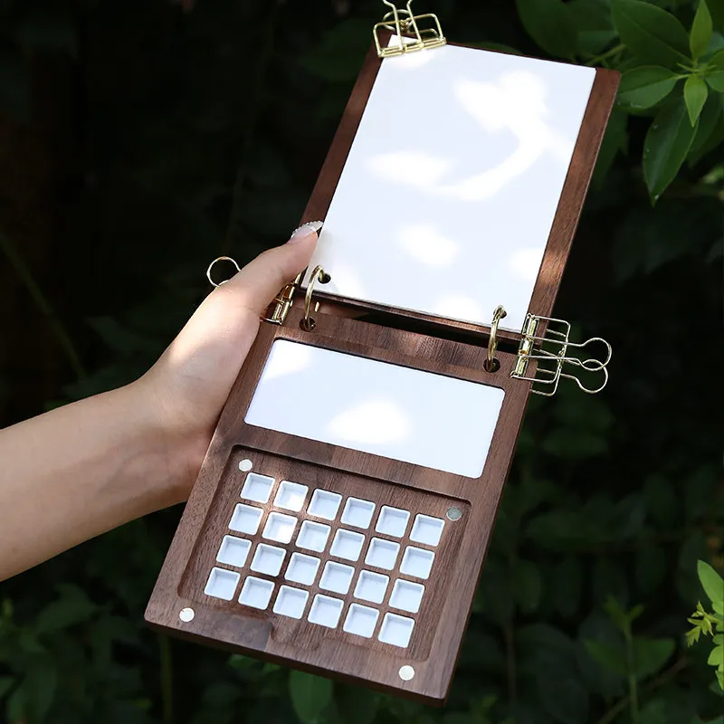 Walnut Folding Watercolor Travel Box Set Portable Empty Watercolor Palette Artist Painting Tools School Stationery Art Supplies
Walnut Folding Watercolor Travel Box Set Portable Empty Watercolor Palette Artist Painting Tools School Stationery Art Supplies