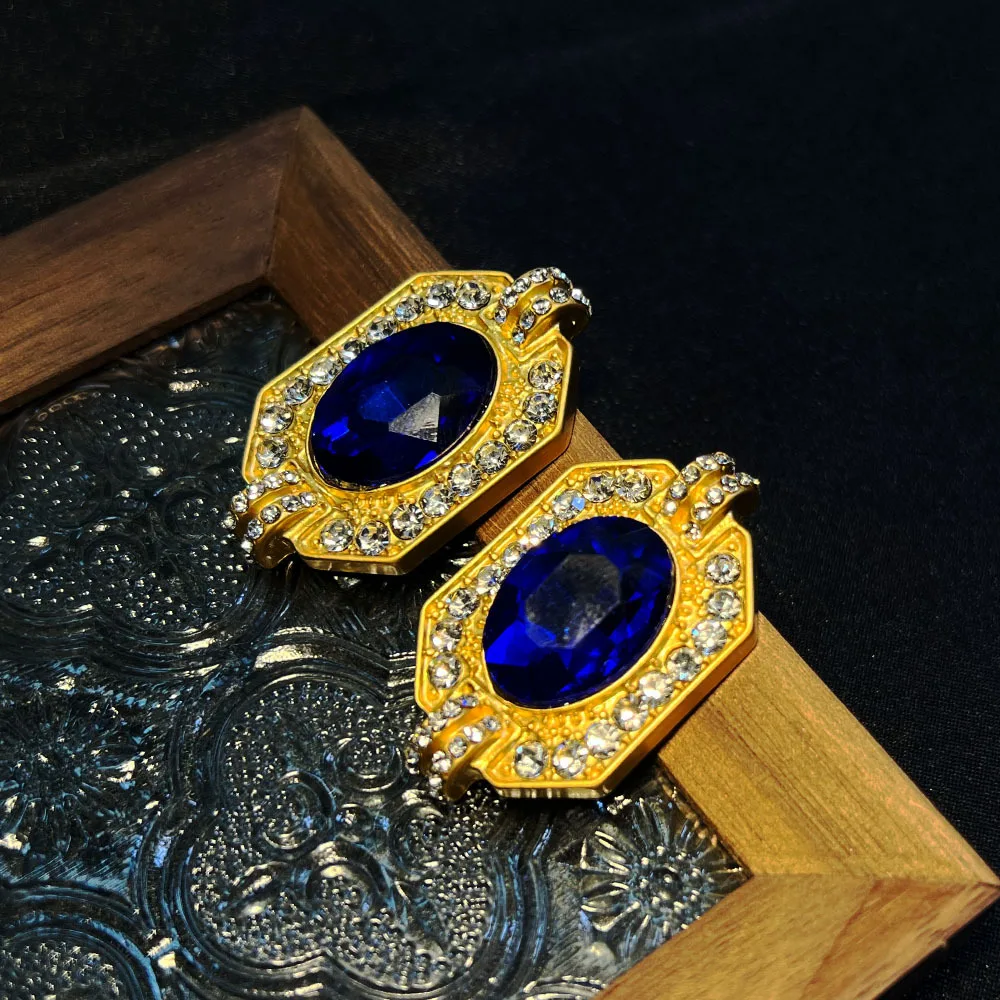 DIY accessories French haute couture vintage earrings zircon light luxury copper plated real gold sapphire medieval marking stud
DIY accessories French haute couture vintage earrings zircon light luxury copper plated real gold sapphire medieval marking stud