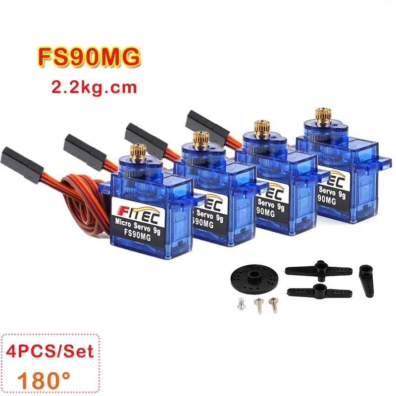 4 шт. 9г Feetech FS90MG 2.2кг/см микро-цифровые сервоприводы с металлическим редуктором, 180 градусов, для радиоуправляемых моделей самолетов/машин, детали для DIY
4 шт. 9г Feetech FS90MG 2.2кг/см микро-цифровые сервоприводы с металлическим редуктором, 180 градусов, для радиоуправляемых моделей самолетов/машин, детали для DIY