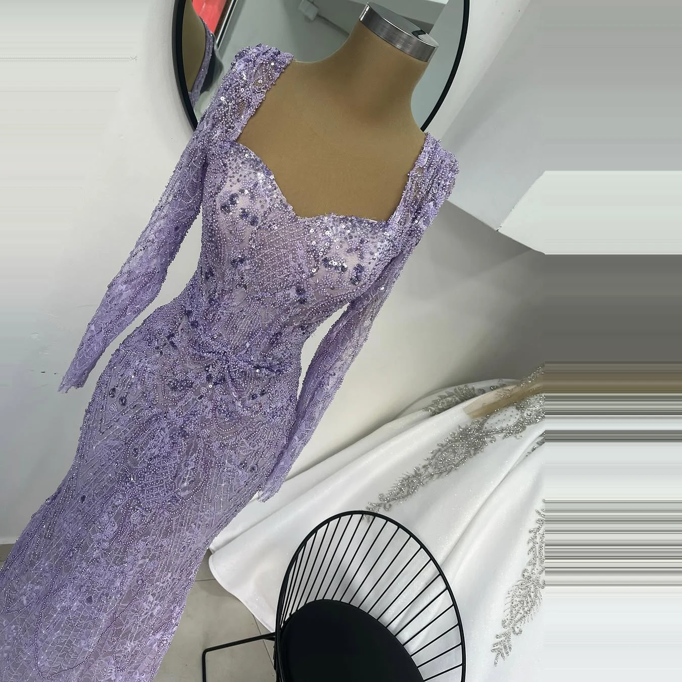 Beaded Evening Gown Lavender purple mermaid dress Lace long sleeve dress wedding party dress ball and cocktail special occasion
Beaded Evening Gown Lavender purple mermaid dress Lace long sleeve dress wedding party dress ball and cocktail special occasion