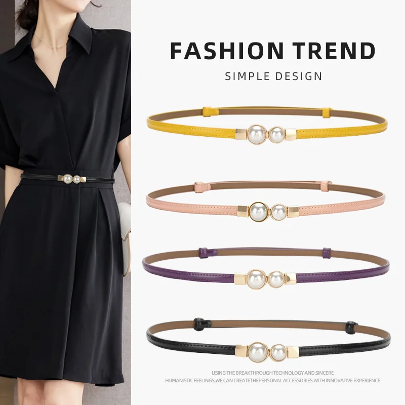 Pearl buckle thin belt for ladies dress decoration simple niche belt waist retro style cowhide
Pearl buckle thin belt for ladies dress decoration simple niche belt waist retro style cowhide