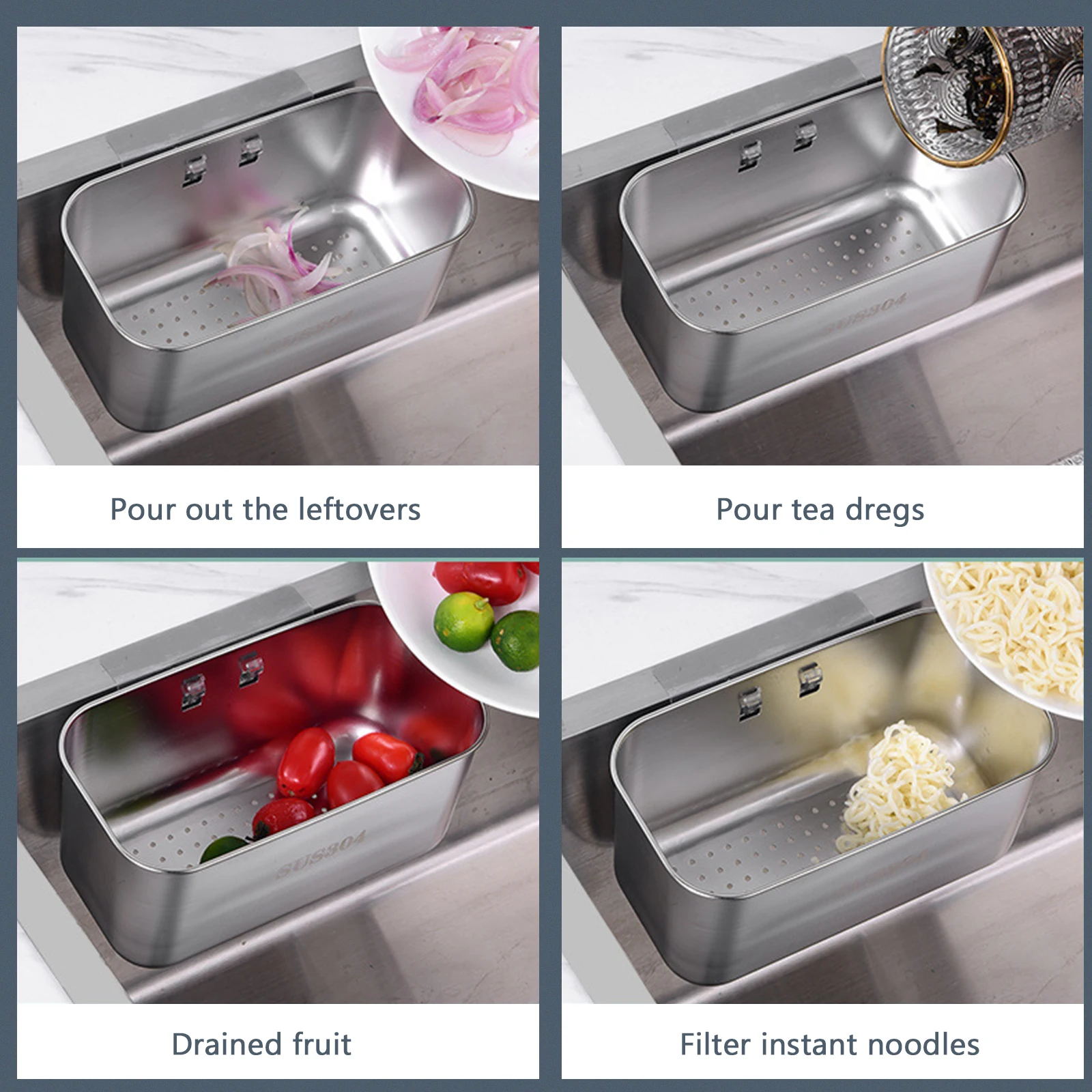 1pc Stainless Steel Sink Filter Rack Multifunction Kitchen Storage Shelf Drain Basket Hollow Design Soap Brush Sponge for Home
1pc Stainless Steel Sink Filter Rack Multifunction Kitchen Storage Shelf Drain Basket Hollow Design Soap Brush Sponge for Home