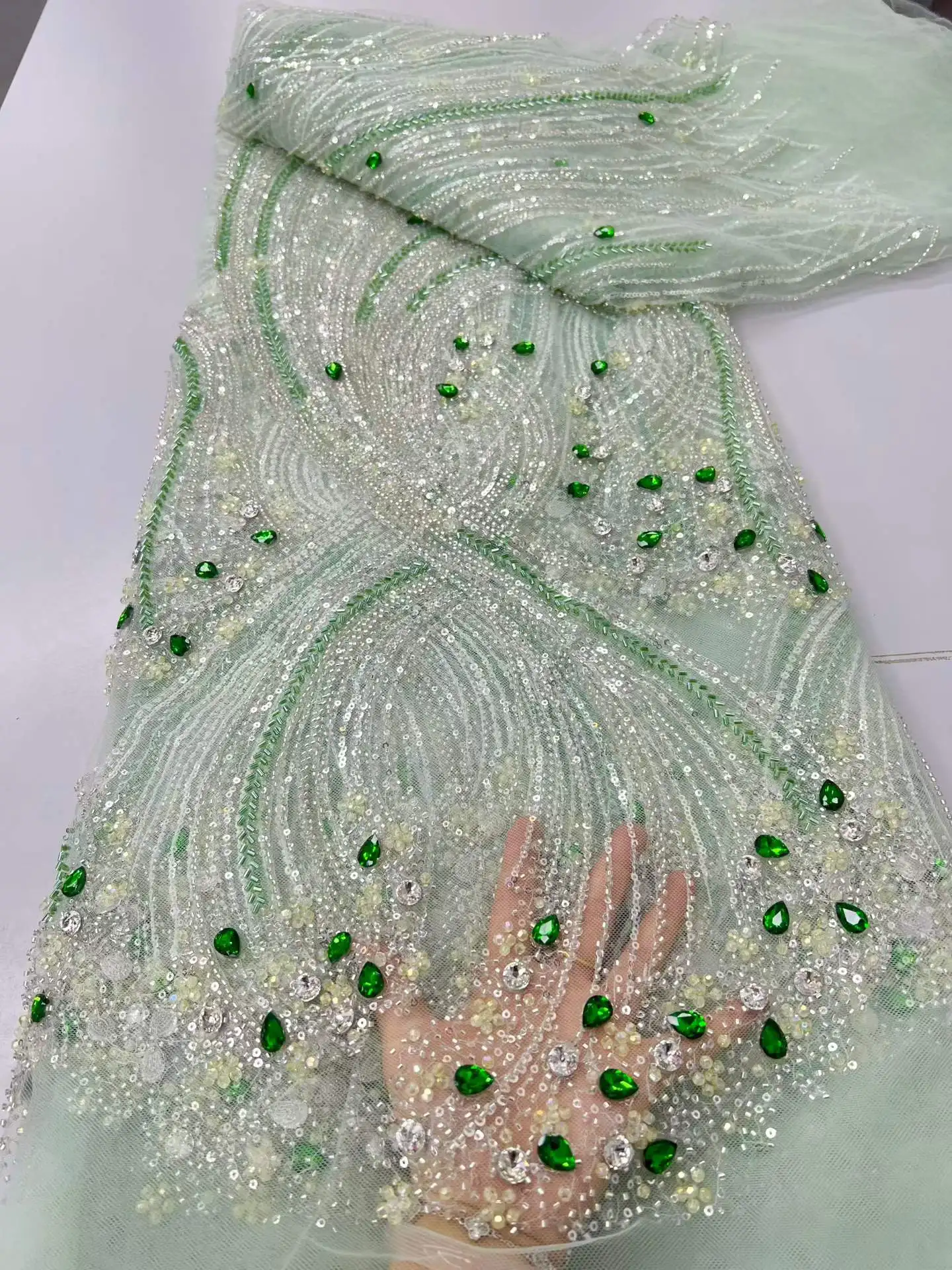 Lace Fabric beading 2026 African Tulle Lace Fabrics For Sewing Sequin Designer Wedding Dresses Embroidery Cloth High Quality
Lace Fabric beading 2026 African Tulle Lace Fabrics For Sewing Sequin Designer Wedding Dresses Embroidery Cloth High Quality