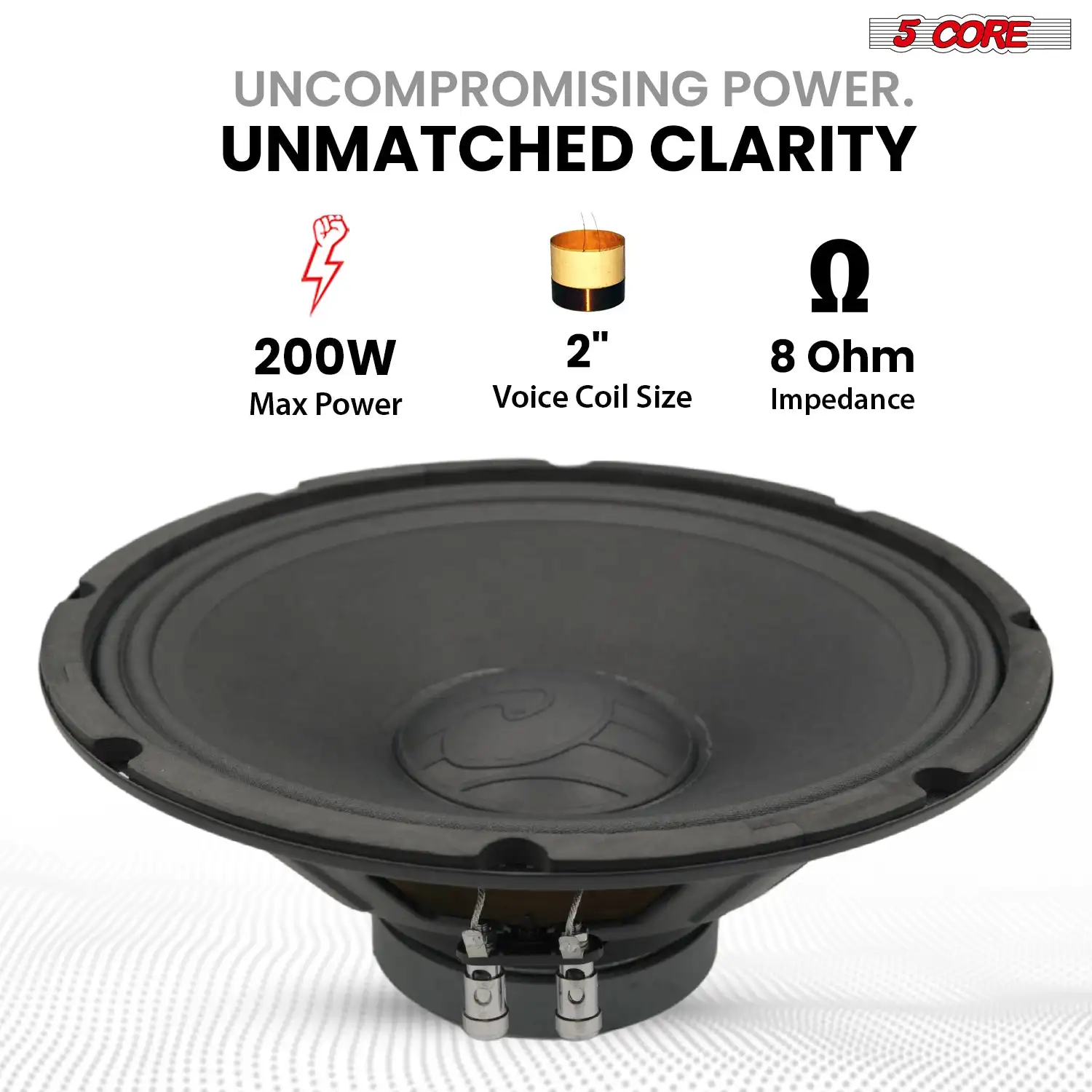 5 Core 12 Inch Speaker Pair 200W Car Loudspeaker 4 Ohm Replacement Driver w 30 Oz Y30 Magnet-SP 12120 4OHMS 2PCS
5 Core 12 Inch Speaker Pair 200W Car Loudspeaker 4 Ohm Replacement Driver w 30 Oz Y30 Magnet-SP 12120 4OHMS 2PCS