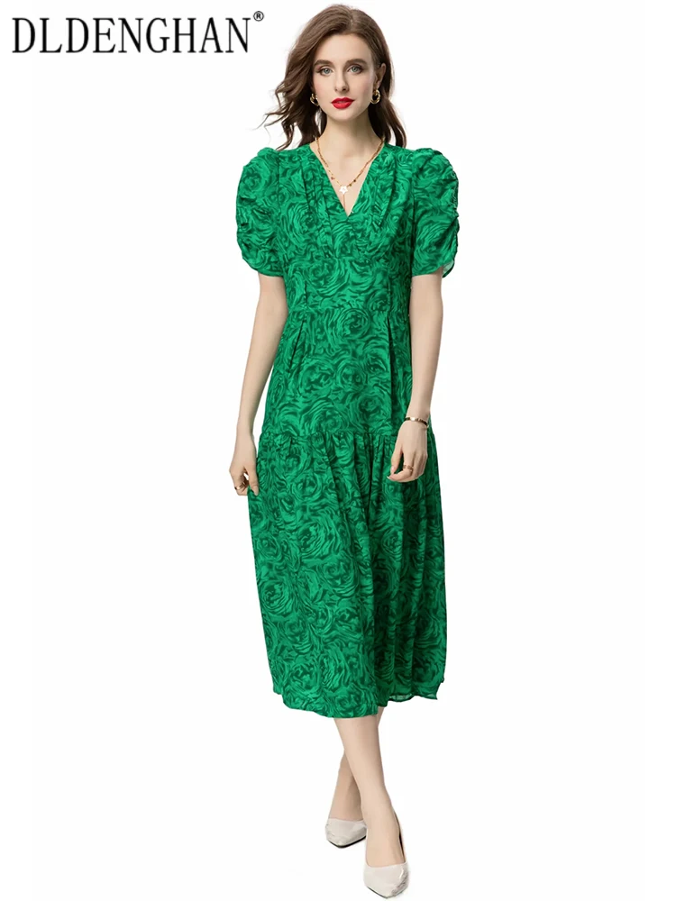 DLDENGHAN Summer Dress Women's V-Neck Short Sleeve Sashes Flower Print Vintage Dresses Fashion Designer New
DLDENGHAN Summer Dress Women's V-Neck Short Sleeve Sashes Flower Print Vintage Dresses Fashion Designer New