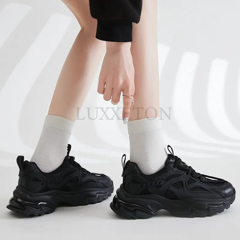 Women Platform Chunky Sneakers Genuine Leather Mesh Lace Up Round Toe Breathable Ladies Casual Sneaker Shoes Handmade
Women Platform Chunky Sneakers Genuine Leather Mesh Lace Up Round Toe Breathable Ladies Casual Sneaker Shoes Handmade