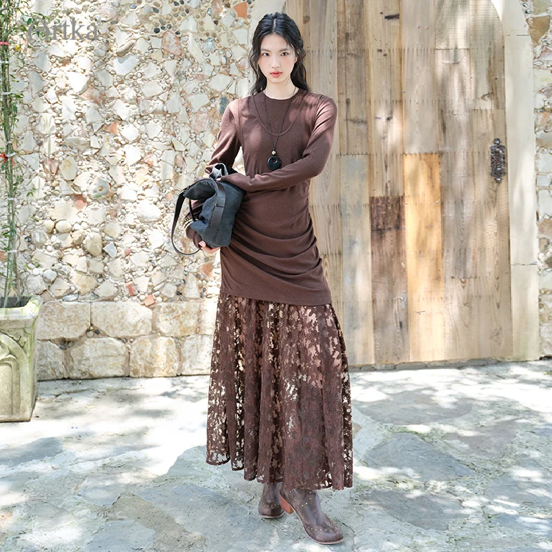 ARTKA 2022, осеннее новое женское платье, французское элегантное длинное платье из двух предметов, кружевные платья с круглым вырезом и длинными рукавами, LA82056Q
ARTKA 2022, осеннее новое женское платье, французское элегантное длинное платье из двух предметов, кружевные платья с круглым вырезом и длинными рукавами, LA82056Q