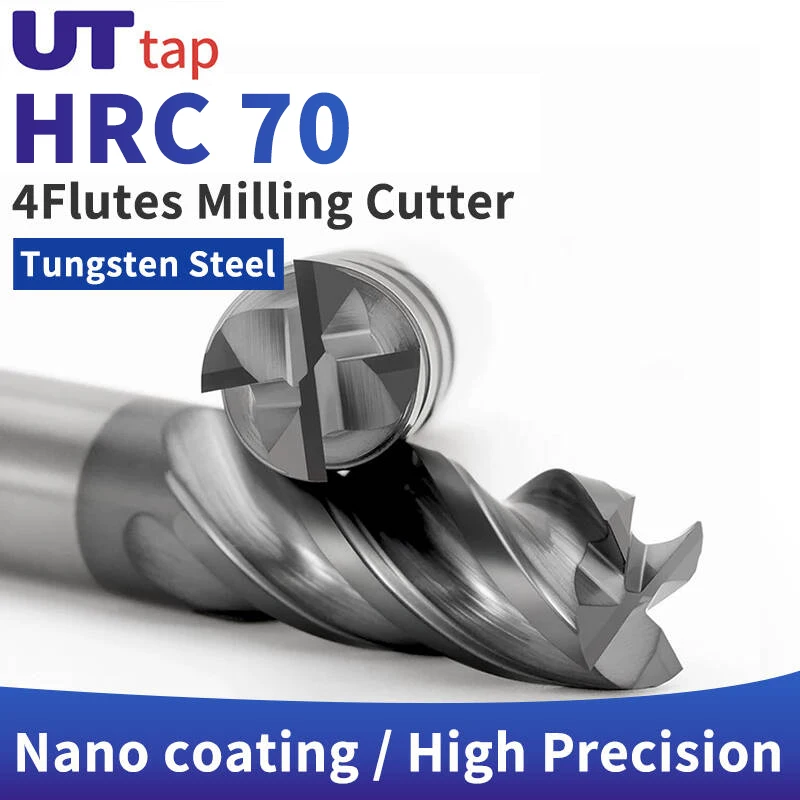 UT TAP Carbide Flat End Mill HRC70 4Flutes Milling Cutter Tungsten Steel Cutting CNC Metal Steel Machining Tool Router Bit 1PCS
UT TAP Carbide Flat End Mill HRC70 4Flutes Milling Cutter Tungsten Steel Cutting CNC Metal Steel Machining Tool Router Bit 1PCS