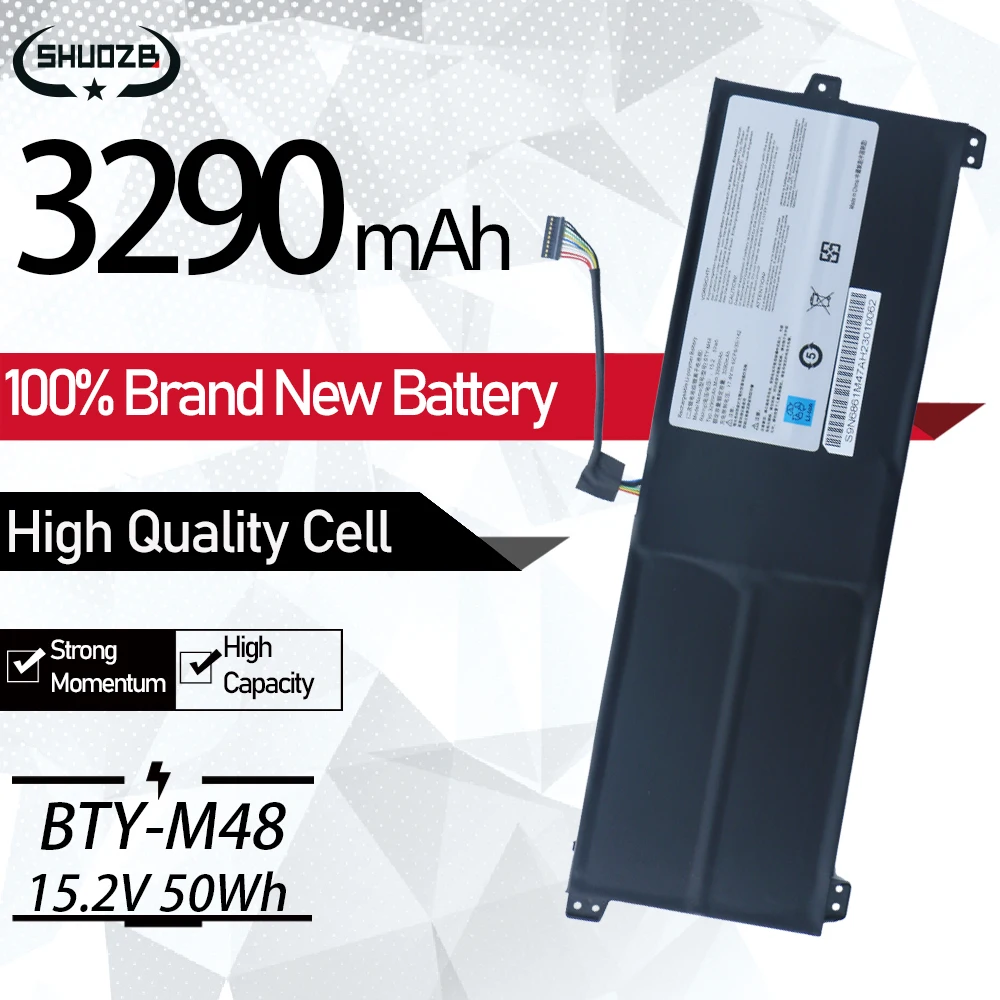 BTY-M48 Laptop Battery For MSI PS42 8RB 8RA 8RC 8M MECHREVO i5 8250U/8GB/256GB i7 8550U/8GB/256GB S1 S1-C1 4ICP5/41/119 15.2V
BTY-M48 Laptop Battery For MSI PS42 8RB 8RA 8RC 8M MECHREVO i5 8250U/8GB/256GB i7 8550U/8GB/256GB S1 S1-C1 4ICP5/41/119 15.2V