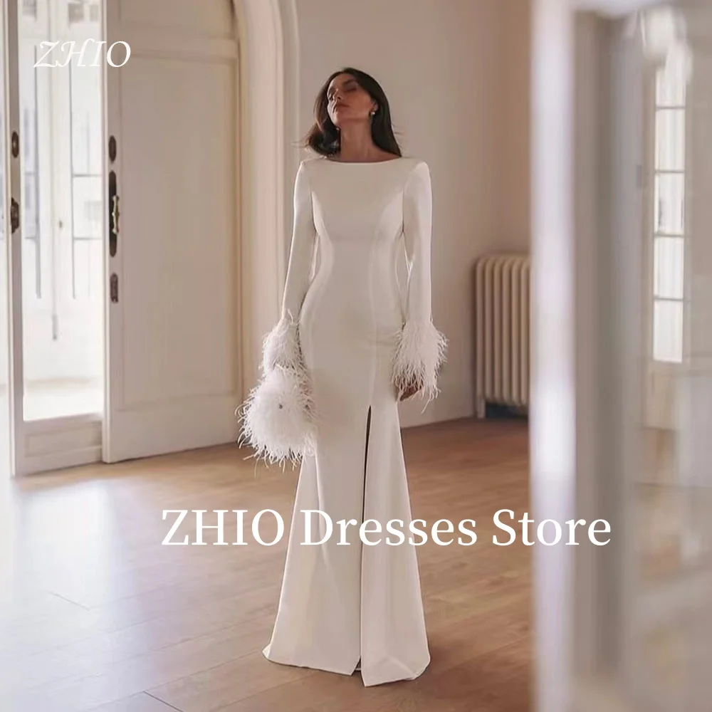 ZHIO Elegant Evening Dress Full Sleeves with Feather Side Slit Mermaid Formal Occasion Dress Prom Party Gown Customized
ZHIO Elegant Evening Dress Full Sleeves with Feather Side Slit Mermaid Formal Occasion Dress Prom Party Gown Customized