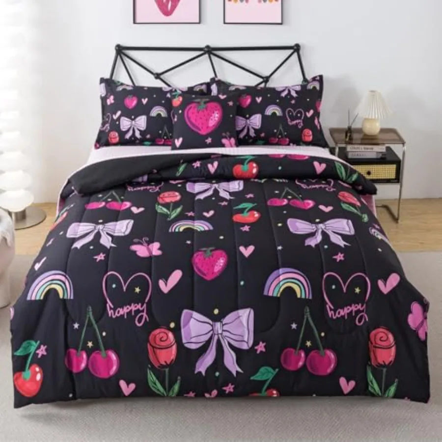 6Pieces Bowknot Strawberry Comforter Twin Girls Cute Bows Bedding Set Rainbow Bed in A Bag for Princess Heart Comforter and She
6Pieces Bowknot Strawberry Comforter Twin Girls Cute Bows Bedding Set Rainbow Bed in A Bag for Princess Heart Comforter and She