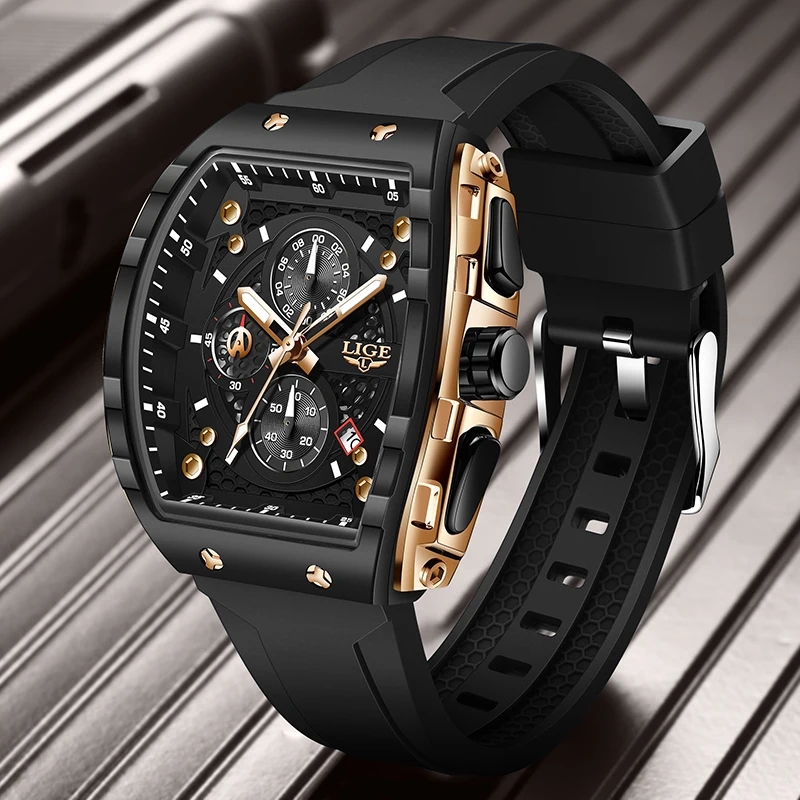 LIGE 2026 New Luxury Square chronograph Wrist Watches For Men Fashion Business Silicone Waterproof Luminous Men's Quartz Watch
LIGE 2026 New Luxury Square chronograph Wrist Watches For Men Fashion Business Silicone Waterproof Luminous Men's Quartz Watch