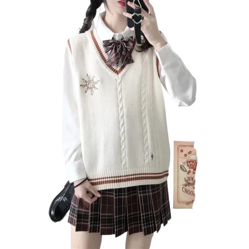 JK Uniform Sweater Vest College Style Spring and Autumn New Match Color Knitted Loose Tank Top
JK Uniform Sweater Vest College Style Spring and Autumn New Match Color Knitted Loose Tank Top