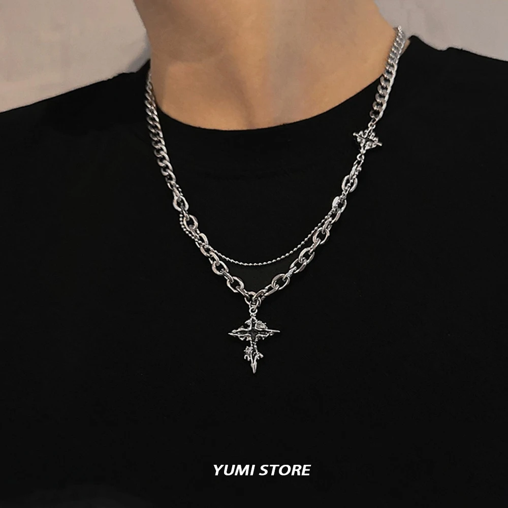 Punk Black Flame Cross Necklace For Men Women Trend Titanium Steel Chain Sweater Pendant Hip Hop Jewelry Cool Kpop Accessories
Punk Black Flame Cross Necklace For Men Women Trend Titanium Steel Chain Sweater Pendant Hip Hop Jewelry Cool Kpop Accessories