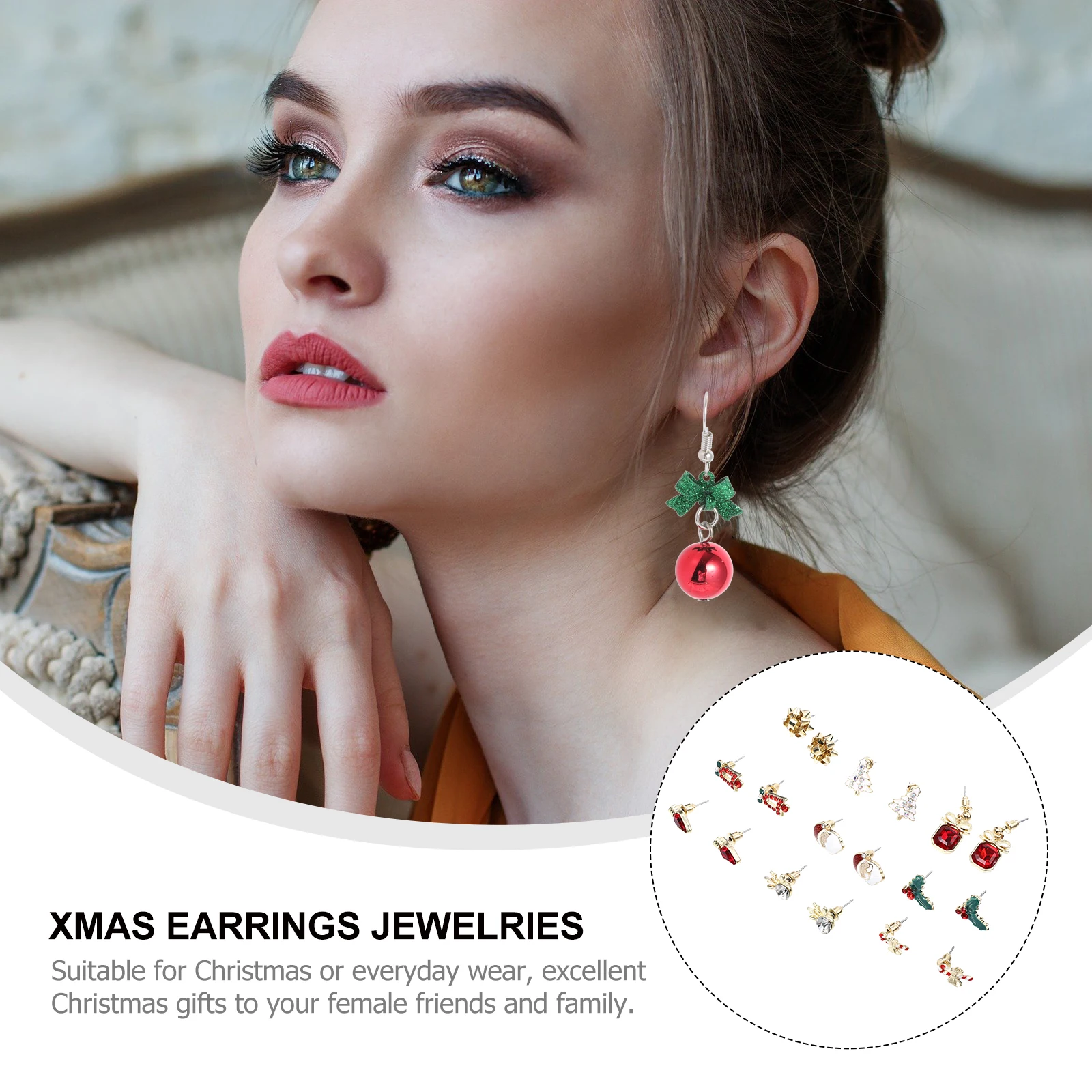 9 Pairs Christmas Earrings Studs Creative Lightweight Jewelry Ear Decorations Allergy Free for Xmas Party Gift
9 Pairs Christmas Earrings Studs Creative Lightweight Jewelry Ear Decorations Allergy Free for Xmas Party Gift
