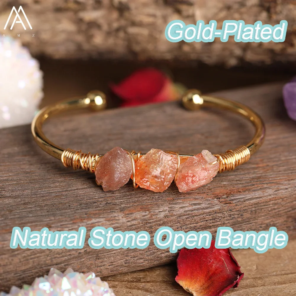 Natural Stone Open Bangle Moonstone Sunstone Bracelet Micro-Beaded Bangles Bohemian Ethnic Style Women's Jewelry Accessories
Natural Stone Open Bangle Moonstone Sunstone Bracelet Micro-Beaded Bangles Bohemian Ethnic Style Women's Jewelry Accessories