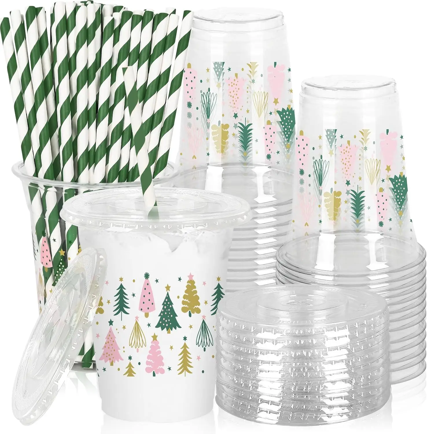 50Pcs Christmas Plastic Cups with Lids and Straws Boho Xmas Tree Clear Plastic Cups 12oz Disposable Cups for Christmas P
50Pcs Christmas Plastic Cups with Lids and Straws Boho Xmas Tree Clear Plastic Cups 12oz Disposable Cups for Christmas P
