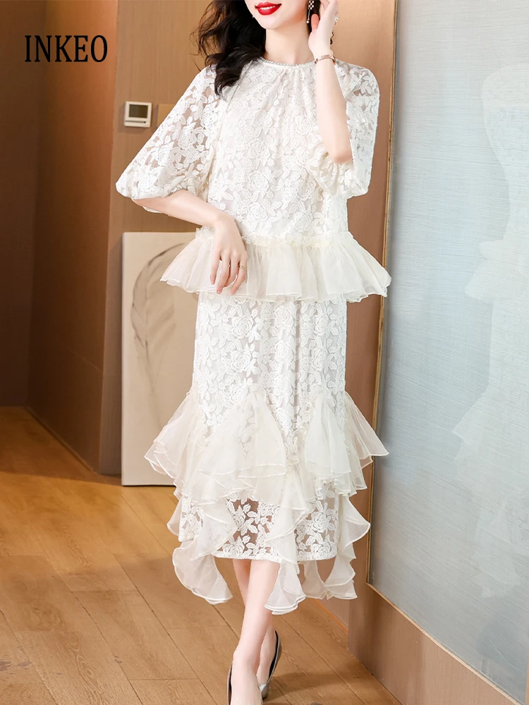 Elegant Luxury Lace 2 Piece set for women 2025 Summer White Design Ruffles tops shirt And irregular skirt Large size Beach 5D035
Elegant Luxury Lace 2 Piece set for women 2025 Summer White Design Ruffles tops shirt And irregular skirt Large size Beach 5D035