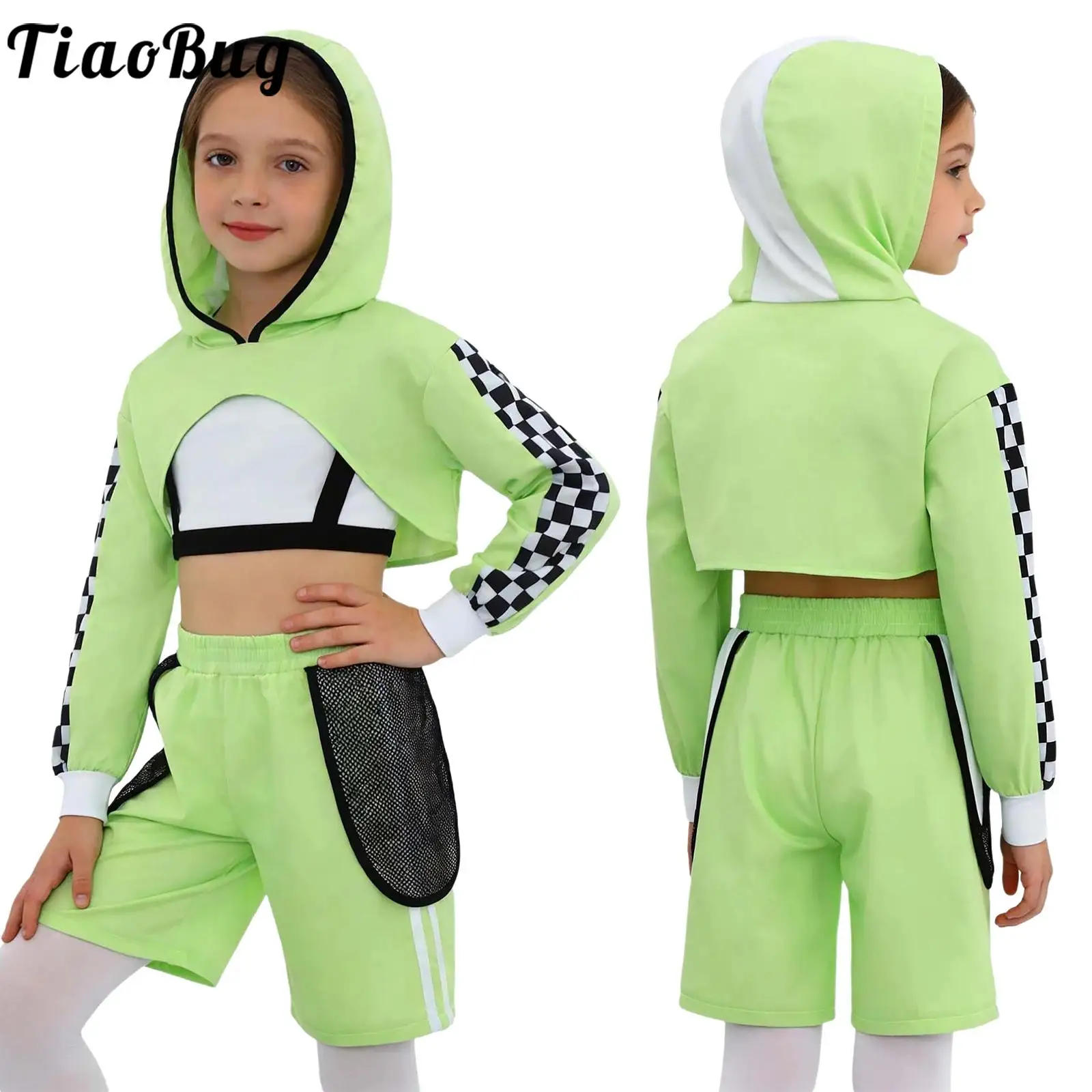 Kids Girls Hip Hop Street Dance Outfits Jazz Dancewear Long Sleeve Hoodie Crop Top Vest and Shorts Set for Workout Active Sports
Kids Girls Hip Hop Street Dance Outfits Jazz Dancewear Long Sleeve Hoodie Crop Top Vest and Shorts Set for Workout Active Sports