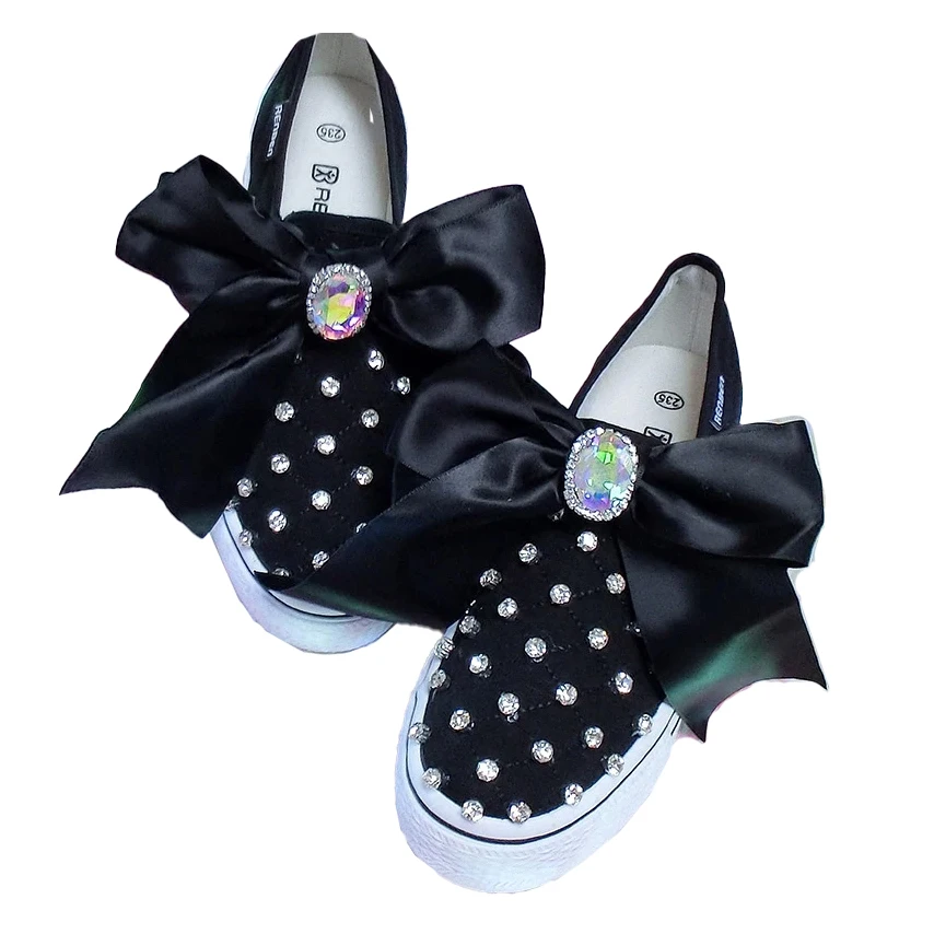 Black Sneakers Big Silk Bow Crystals Rhinestone Beaded Butterfly Espadrilles Casual Women Girls 4cm Platform Canvas Shoes
Black Sneakers Big Silk Bow Crystals Rhinestone Beaded Butterfly Espadrilles Casual Women Girls 4cm Platform Canvas Shoes