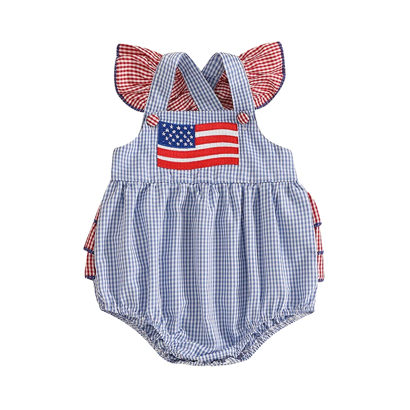 Baby Girl Overalls, Sleeveless Plaid Embroidery Flag Romper Bodysuit 4th of July Clothing
Baby Girl Overalls, Sleeveless Plaid Embroidery Flag Romper Bodysuit 4th of July Clothing