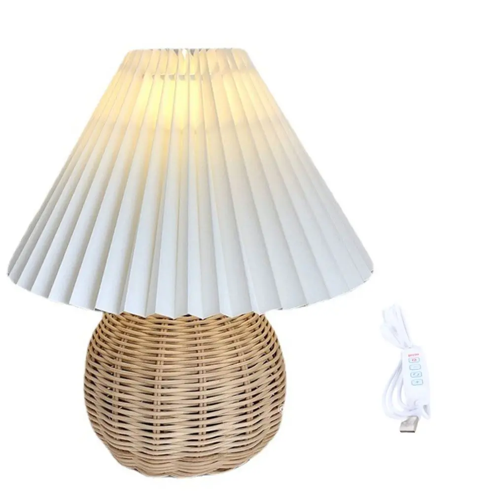 Vintage Rattan Base Pleated Table Lamp 3 Color Modes USB Powered Bedside Lamp with Inline Dimmer Mini Table Lamp Living Room
Vintage Rattan Base Pleated Table Lamp 3 Color Modes USB Powered Bedside Lamp with Inline Dimmer Mini Table Lamp Living Room