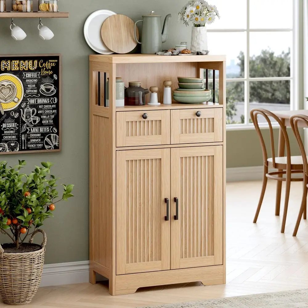 Oak Sideboards with 2 Drawers, Open Compartment & Adjustable Shelves, Suitable for Kitchen or Entryway
Oak Sideboards with 2 Drawers, Open Compartment & Adjustable Shelves, Suitable for Kitchen or Entryway