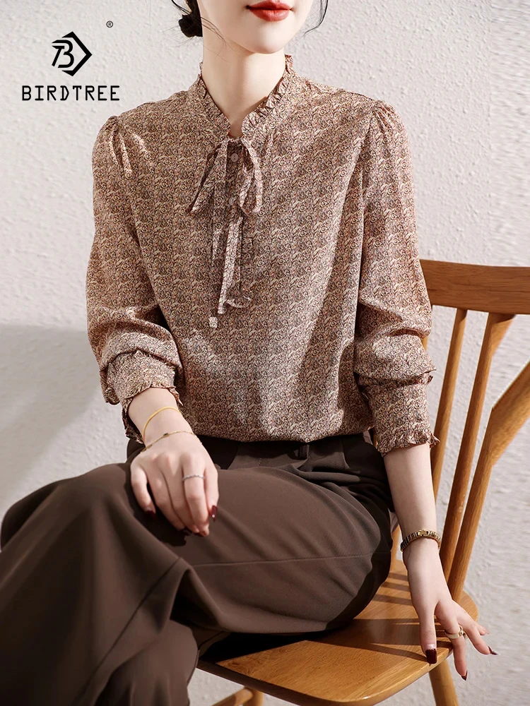 BirdTree Elegant Retro Loose Blouses,2024 Spring,16MM 90.2%Real Silk Shirts,Women Puff Sleeve Leopard Print Lace-up,T42212QC
BirdTree Elegant Retro Loose Blouses,2024 Spring,16MM 90.2%Real Silk Shirts,Women Puff Sleeve Leopard Print Lace-up,T42212QC
