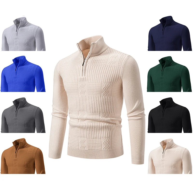 2024 Winter New Men's Solid Knitted Sweater Pullover Zipper Collar Fashionable Slim Fit Warm Knitted Sweaters Pullover Men
2024 Winter New Men's Solid Knitted Sweater Pullover Zipper Collar Fashionable Slim Fit Warm Knitted Sweaters Pullover Men