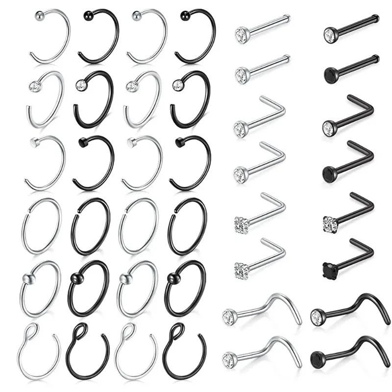 Nose Ring Medical Stainless Steel Nose Stud Mixed 40pcs Set Jewelry Piercing
Nose Ring Medical Stainless Steel Nose Stud Mixed 40pcs Set Jewelry Piercing