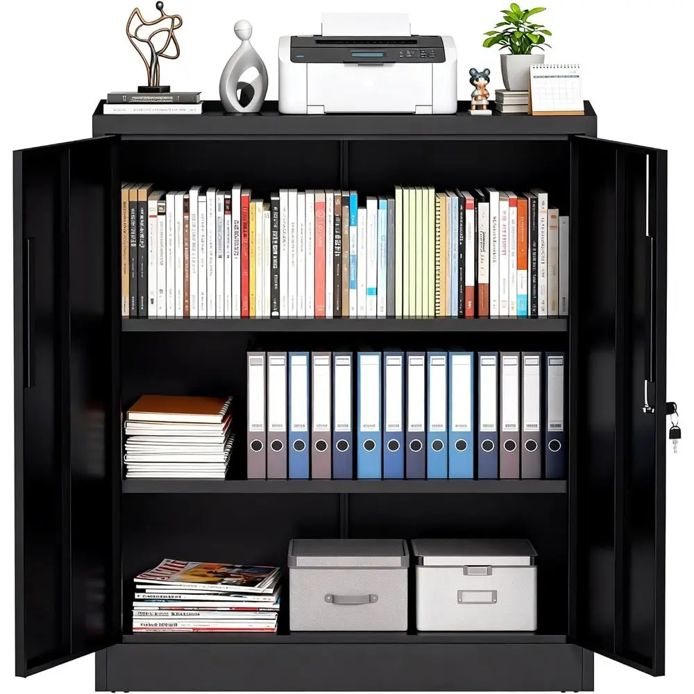 35 Lockable Metal Storage Cabinet with 2 Adjustable Shelves for Garage, Home, Gym, and School Use
35 Lockable Metal Storage Cabinet with 2 Adjustable Shelves for Garage, Home, Gym, and School Use