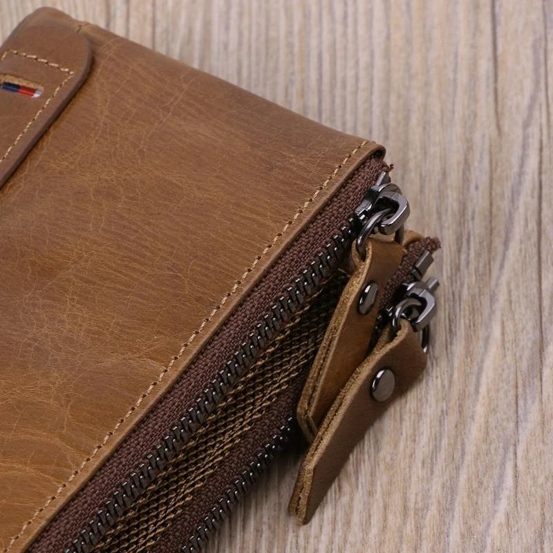 G5AE Men Genuine Leather Double Zipper Wallet Cowhide Bifold Coin Purse Card Holder
G5AE Men Genuine Leather Double Zipper Wallet Cowhide Bifold Coin Purse Card Holder